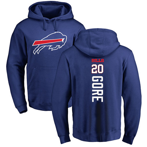 Men NFL Buffalo Bills #20 Frank Gore Royal Blue Backer Pullover Hoodie Sweatshirt